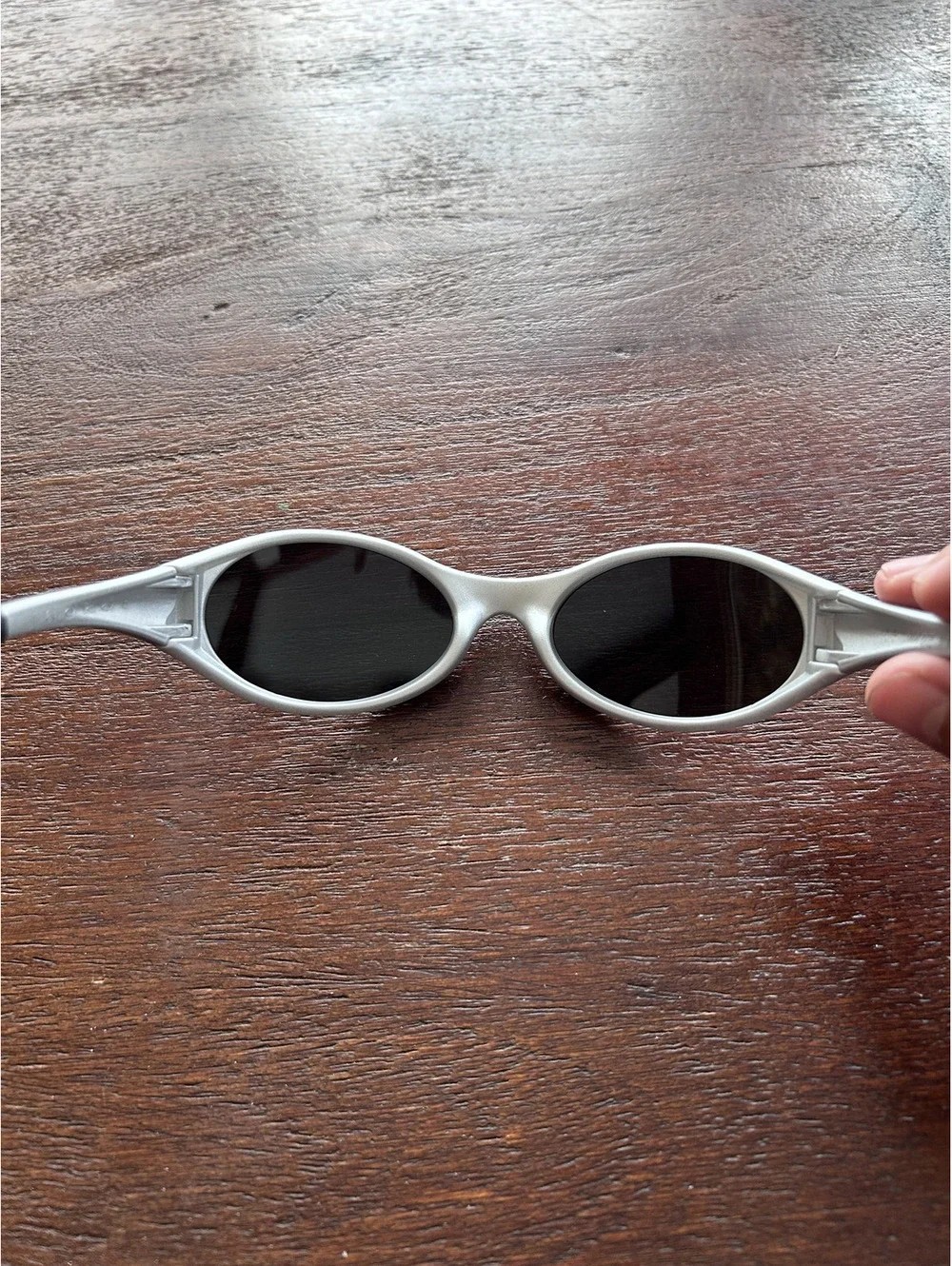 Silver and Blue Oval Sunglasses